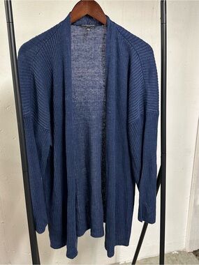 Eileen Fisher Open-Front Ribbed Cardigan - Navy Blue